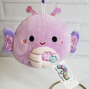 Squishmallows 2020 Purple Brenda Butterfly Plush Clip On 3" Stuffed Toy Keychain